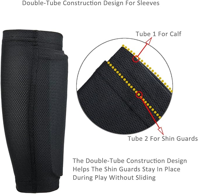 Sportout Soccer Shin Guards - Shin Guards Soccer Kids Youth Adult Protective Shin Pads with Sleeves and Insert Pocket for Boys Girls for Age 4-6, 6-8, 8-10,10-12,12-14,14-Adult