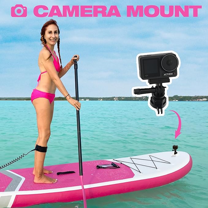 Inflatable Stand Up Paddle Board with Sup Board Accessories, Durable, Lightweight,Wide Stable Design,Wide Non-Slip Deck, Non-Slip Comfort Deck Pink Paddle Board for Women & Girls
