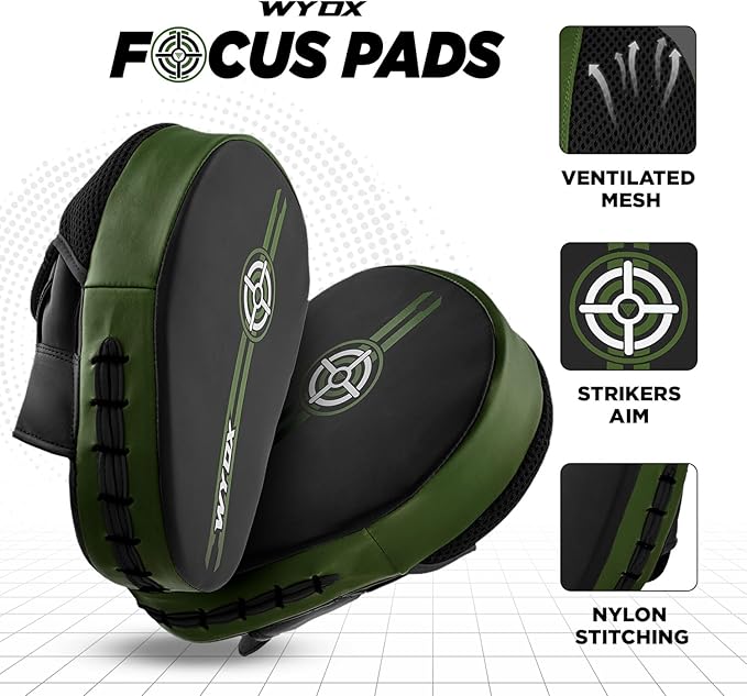 WYOX Curved Boxing Punch Mitts – Boxing Pads Training Set, Punching Mitts for Adults, Kickboxing Pads, Muay Thai Pads, Karate Pads, MMA Training Equipment, Martial Arts Focus Pads