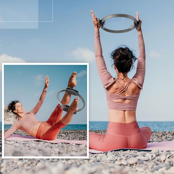 Syhood Pilates Ring 11. 81 Inch Pilates Circle Yoga Ring Magic Lightweight Flexible Workout Equipment for Fitness Physical Therapy Resistance Exercise Arms Legs