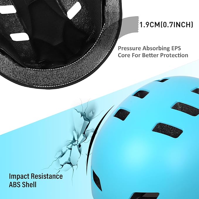 Bike Helmet 3 Sizes for Teenager Kids Youth Adults,Bavilk Skateboard Helmet Adjustable Multi-Sport Bicycle Cycling Scooter Roller Skate Inline Skating Rollerblading for Girls Boys Women Men Teen