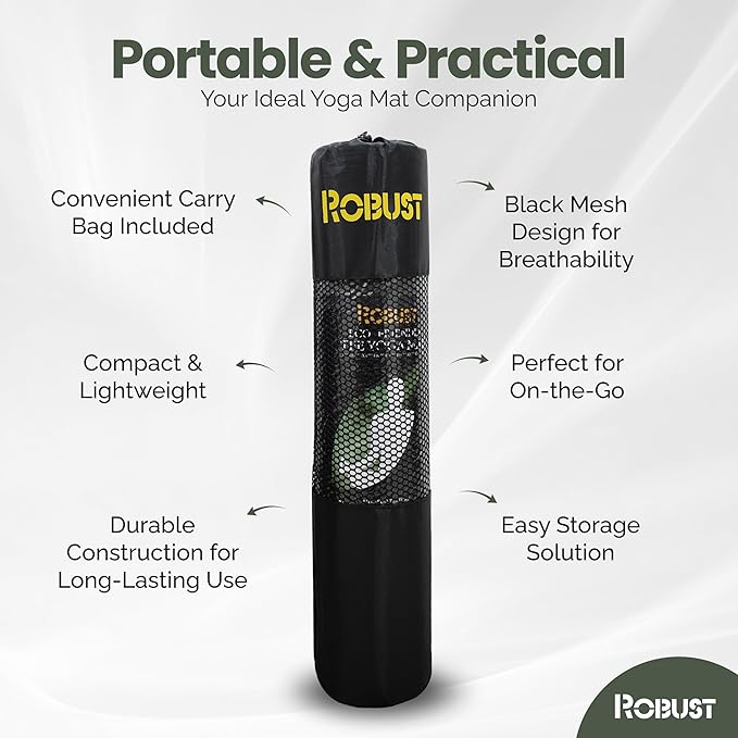 Robust Non-Slip Yoga Mat with Strap, 1/4" Thick TPE Eco-Friendly Workout Mat for Yoga with Position Lines and Texture Surface, Gym Mat for Women, Men, Pilates and Exercises Anti-Tear Sweat-Proof Exercise Mat