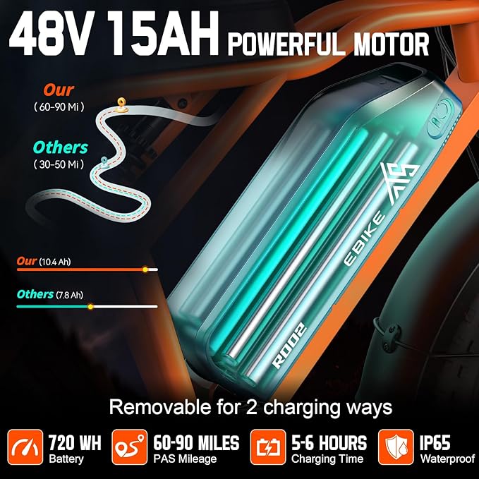 TST Electric Bike for Adults 1500W Peak 20" Fat Tire All-Terrain E-Bike 60/110 Miles 28MPH Electric Dirt Bike for Road Sand Mountain Snow - 48V 15/25AH Battery Powered Electric Motorcycle