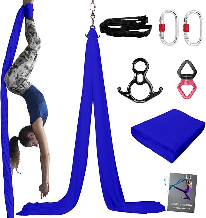 PRIOR FITNESS Aerial Silks Kit Colorful 9/15/20 Yards 40D Nylon Fabric Hammock Set With Hardware & Guide for All Levels Of Aerial Yoga Practice and Acrobatic Flying For Adults Aerial silk