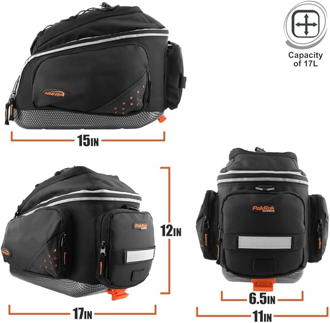 Ibera PakRak Touring Bicycle Seatpost/Disc/Non/Disc Rack and Quick Release Bag