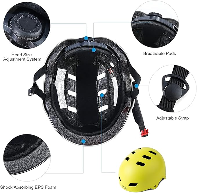 Bike Helmet 3 Sizes for Teenager Kids Youth Adults,Bavilk Skateboard Helmet Adjustable Multi-Sport Bicycle Cycling Scooter Roller Skate Inline Skating Rollerblading for Girls Boys Women Men Teen