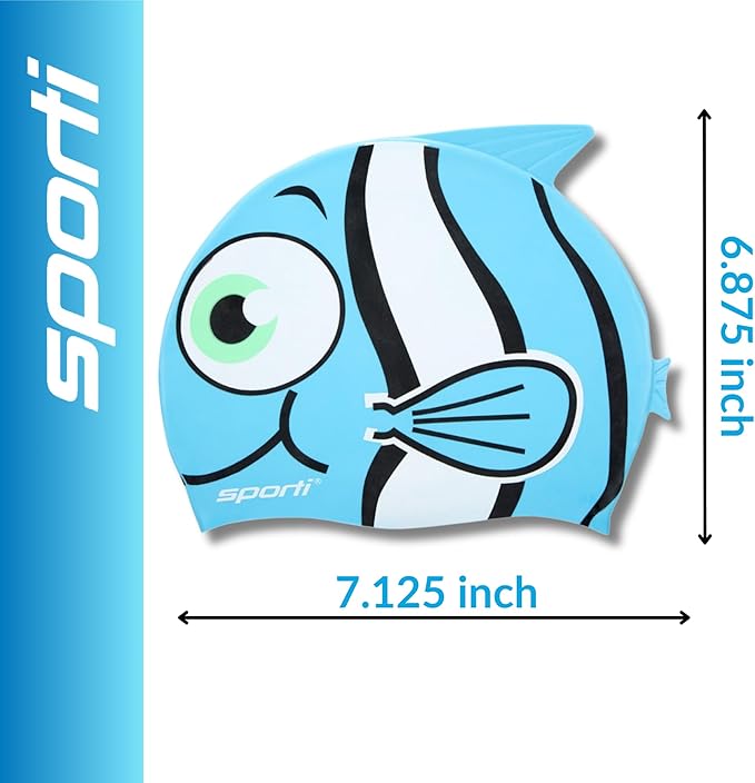 Sporti Silicone Swim Cap for Kids, Unisex Youth Swimming Cap, Protection Bathing Caps for Your Children, Aged 2-10