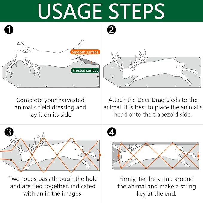 Tlswshsy Deer Drag Sleds-Multi-Purpose Utility Sled for Hauling Ice Fishing Supplies, Fire Wood, Duck Hunting, Fishing Gear and Accessories (1)