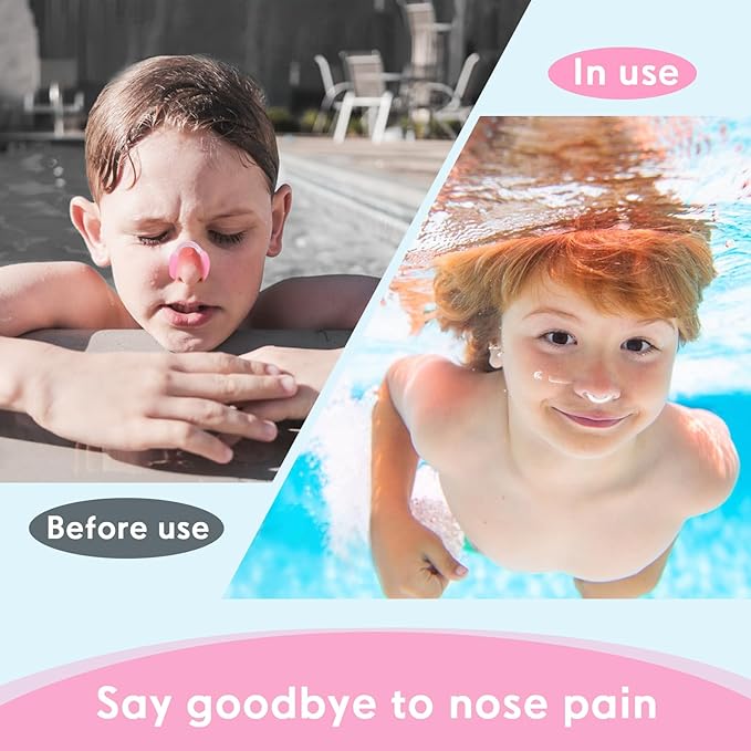 Painless Nose Plugs for Swimming,Nose Plugs for Swimming for Kids (Age 6+) and Adults, Ensure Comfort and Safety in The Water