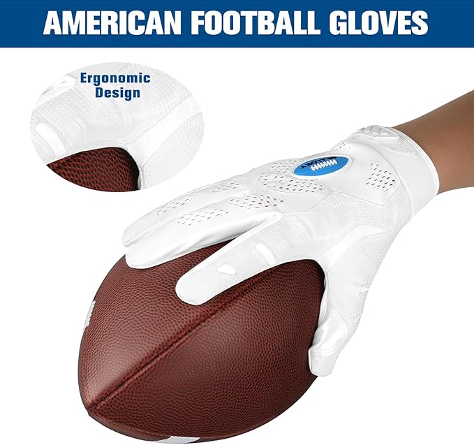 Football Gloves, Youth Football Gloves, Silicone Sticky Grip Football Gloves Men Women, Adult Football Gloves, Kids Football Gloves for Boys Girls, Football Receiver Gloves