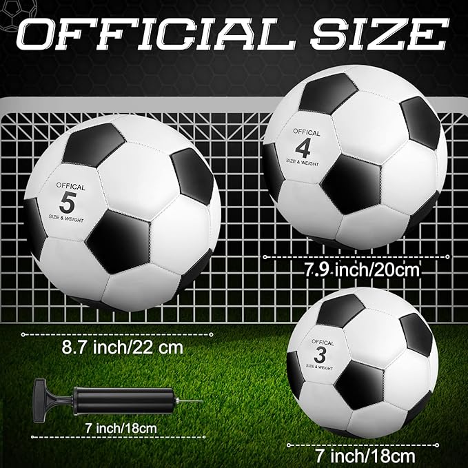 Soulchen 16 Pcs Soccer Balls Bulk with 2 Pcs Pump Size 3/4/5 Deflated Training Soccer Ball for Youth Adult Back to School Outdoor Indoor Sports Training Practice Game Play Competition, 8 Color