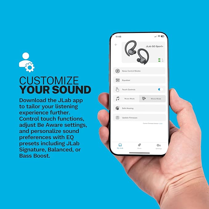 JLab Go Sport+ Wireless Workout Earbuds Featuring C3 Clear Calling, Secure Earhook Sport Design, 35+ Hour Bluetooth Playtime, and 3 EQ Sound Settings (Teal)