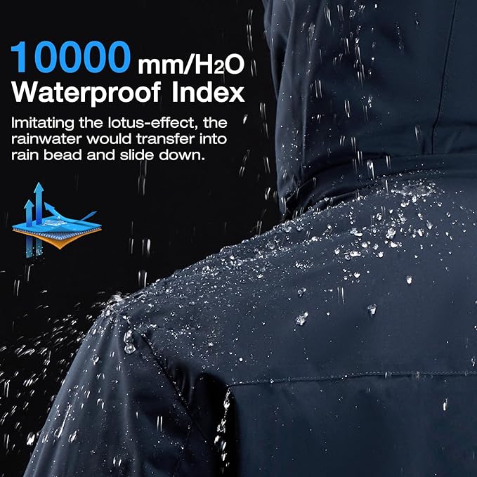 CAMEL CROWN Men's Mountain Ski Snow Jacket Waterproof Winter Coat Snowboarding Windbreaker Windproof Warm Hooded Snow Coat