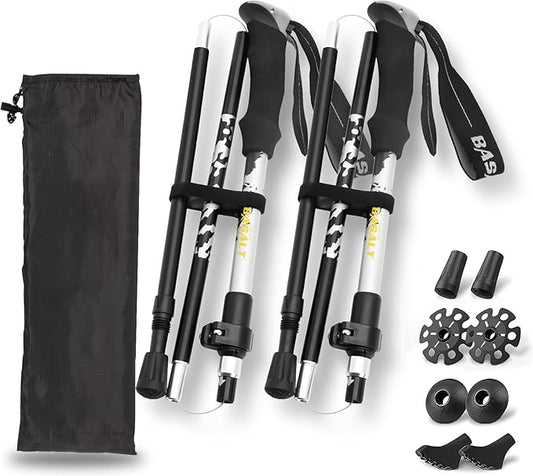 Trekking Poles Lightweight Collapsible Hiking Poles Folding Aluminum Walking Sticks 2 Pack Walking Sticks for Hiking