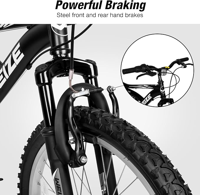 WEIZE Kids Mountain Bike, 20 inch Kids' Bicycles for 6-11 Years Old Boys Girls with Dual Full Suspension, 6 Speeds Drivetrain, High-Carbon Steel Frame, Ideal for Young Riders and Adventurers
