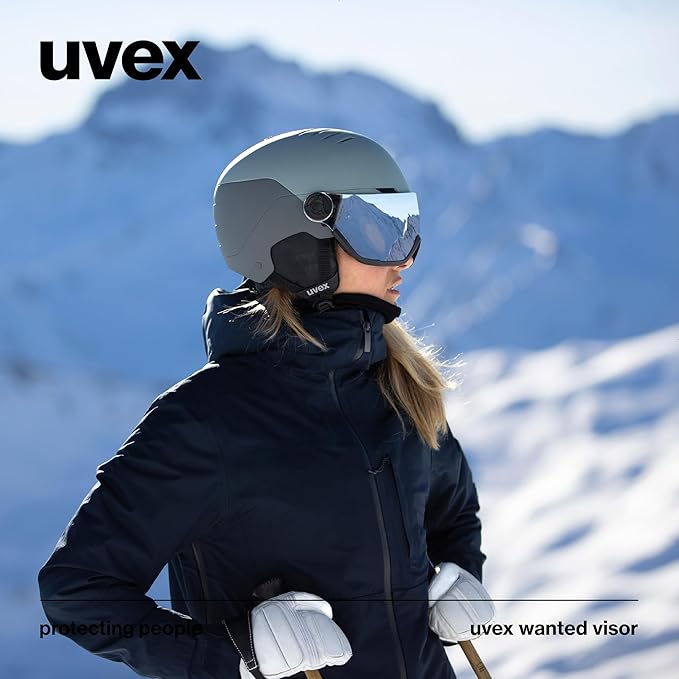 uvex Wanted Visor ski Helmet for Women & Men - Adjustable Helmet with Integrated Visor