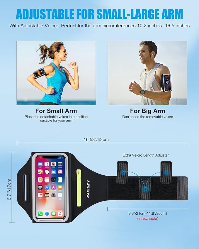 Running Armband [3D Design] with Key Pouch, Running Phone Holder for iPhone 16 15 14 13 12 11 Pro Max Plus, Samsung S25 S24 S23 S22 [Up to 6.9 Inch], Gym Workouts Sports Arm Band with Card Holder