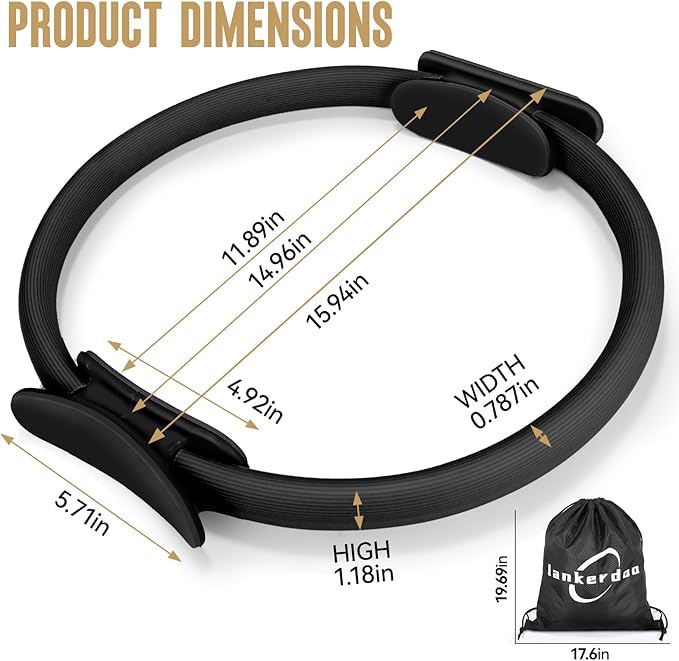 Pilates Ring Fitness Circle 14" Yoga Rings Magic Circle with Dual Padded Handles for Toning Arms, Thighs/Legs & Core，Home Exercise Equipment ﻿