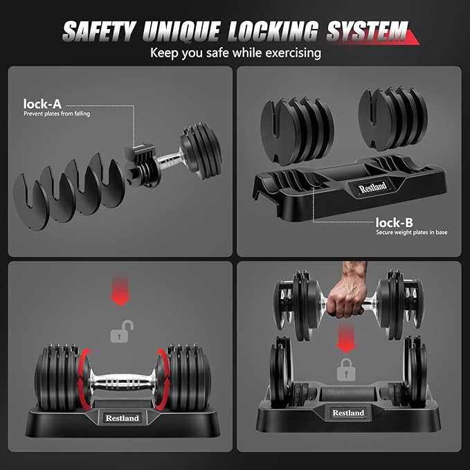 Adjustable Dumbbell Set of 2 Anti-Slip Handle 5 Different Free Weights Per Dumbbell for Men Women Home Workout Gym