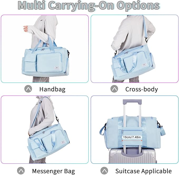 FIORETTO Women's Gym Duffle Bag with Shoes Compartment, 37L Capacity, Ideal for Travel, Gym, Sports, Duffel, Weekender