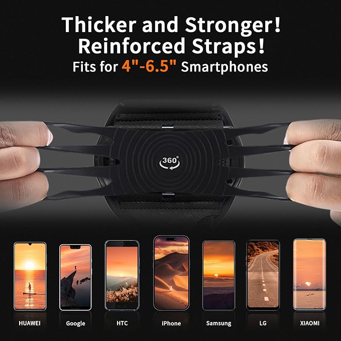 Wristband Phone Holder for Running,Phone Wrist Strap 360° Rotation & Detachable - Compatible with iPhone 16/15/13/XR, for Samsung and More - Fits 4''-6.5'' Phones - for Walking(S)