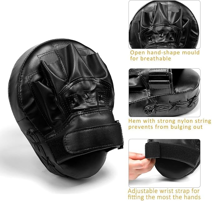 Valleycomfy Boxing Curved Focus Punching Mitts- Leatherette Training Hand Pads