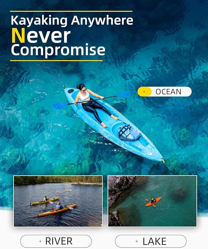 OCEANBROAD Kayak Paddle 86in/218cm, 90.5in/230cm Alloy Shaft 2-Piece Floatable Kayak Oar for Kayaking Canoeing Boating