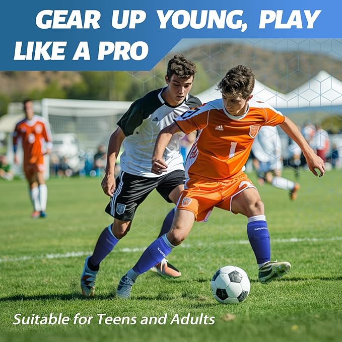 Sportout Soccer Shin Guards - Shin Guards Soccer Kids Youth Adult Protective Shin Pads with Sleeves and Insert Pocket for Boys Girls for Age 4-6, 6-8, 8-10,10-12,12-14,14-Adult