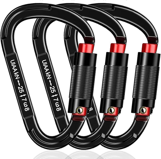 Auto Locking Carabiner Heavy Duty Carabiner 25kN UIAA Certified Climbing Carabiner Climbing Equipment Safety Carabiners for Rappelling, Hammocks, Rescue, Dog Leash, Swing