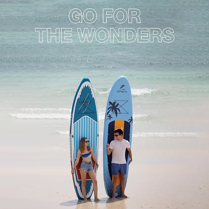 UPWELL 10'6"/11'/11'6" Inflatable Paddle Board, Stand Up Paddlboard for Youth & Adults, Stable Design, Premium SUP Accessories, Backpack, Leash, Hand Pump, Fins