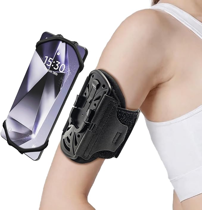 Running Armband 360°Rotatable for Phone Holder,Upgrade Anti-Drop Forearm Phone Armband for iPhone 16/15/14/Pro/Mini/12/11/SE/XR XS,Fits All 4-6.5 Inch Smartphones (ArmBlack)