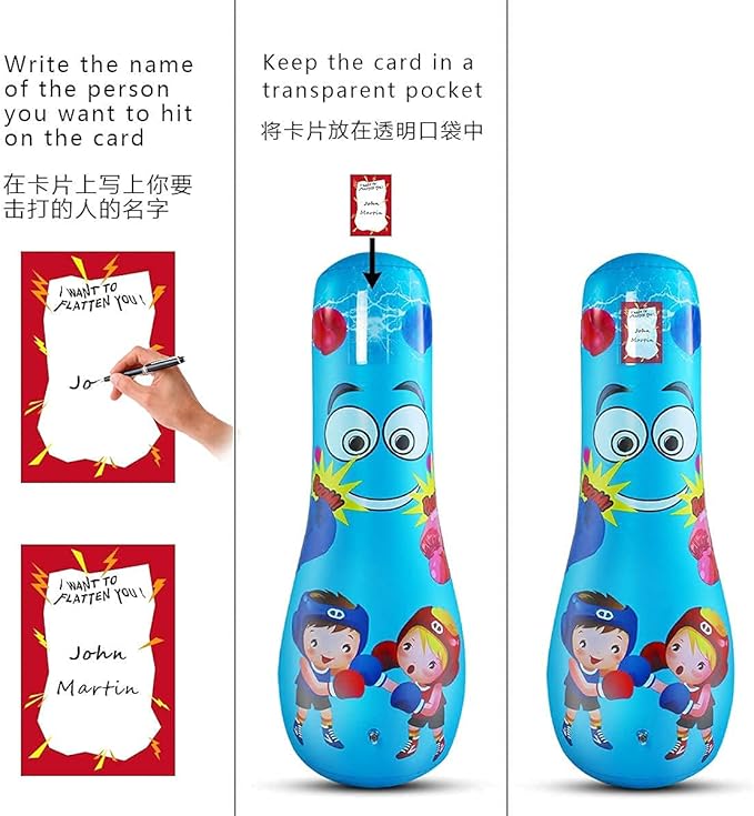 Punching Bag for Kids, Free Standing Boxing Bag for Bounce Back Focus Punching Bag for Practicing Karate, Taekwondo, De-Stress Boxing Bag for Kids.