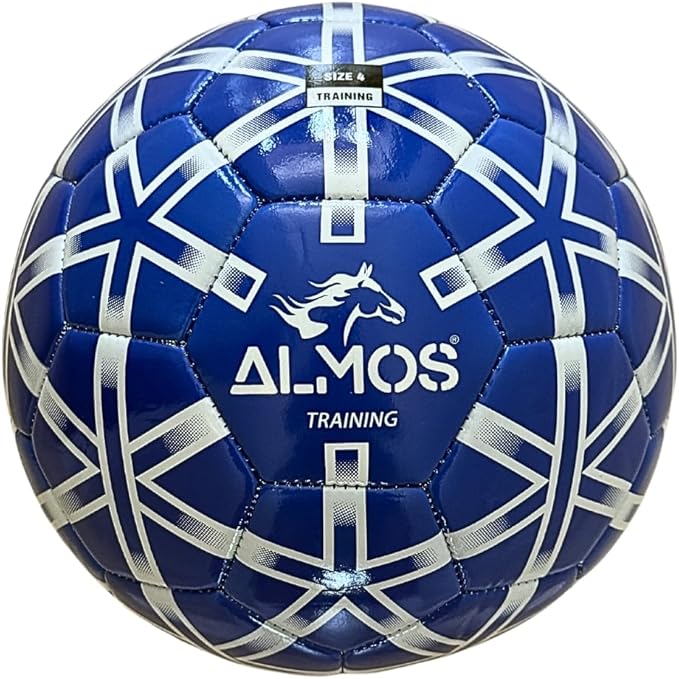 Almos Training Soccer Ball – for Club Match, Training, Match Performance, Indoor & Outdoor Soccer, Suitable for Grass & Astro | PVC Soccer Ball | Size 4 & Size 5 for Adult Soccer Players, Blue |