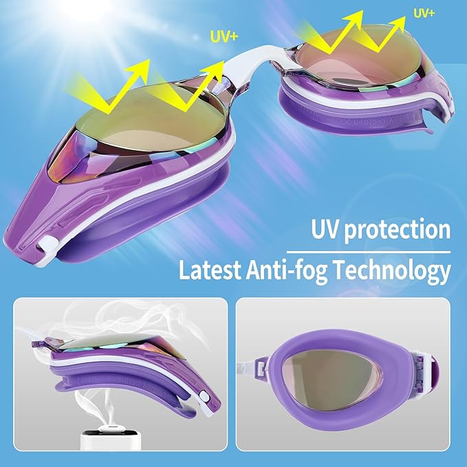 Nearsighted Swim Goggles, Shortsighted Optical Swimming Goggles No Leaking Anti Fog UV Protection for Adult Men Women