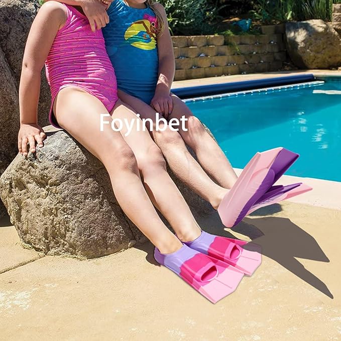 Kids Swim Fins,Short Kids Fins Youth Swimming Flippers for Lap Swimming Training for Children Girls Boys Beginners