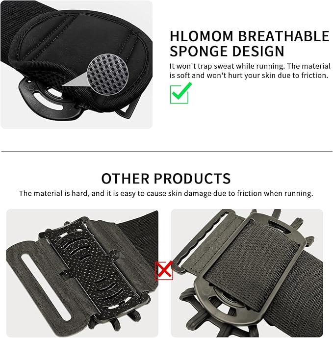 Running Phone Holder Armband for Phone, Detachable & 360°Rotated Sports Armband with Key Pocket for iPhone 16/15/14/13 Pro/12 Pro/XS/XR/8/7/6s Plus, for Samsung Galaxy 4''-6.5'' Cellphone