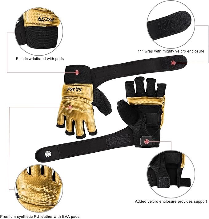 FitsT4 Sports Half Mitts MMA UFC Training Boxing Punch Bag Martial Arts Gloves