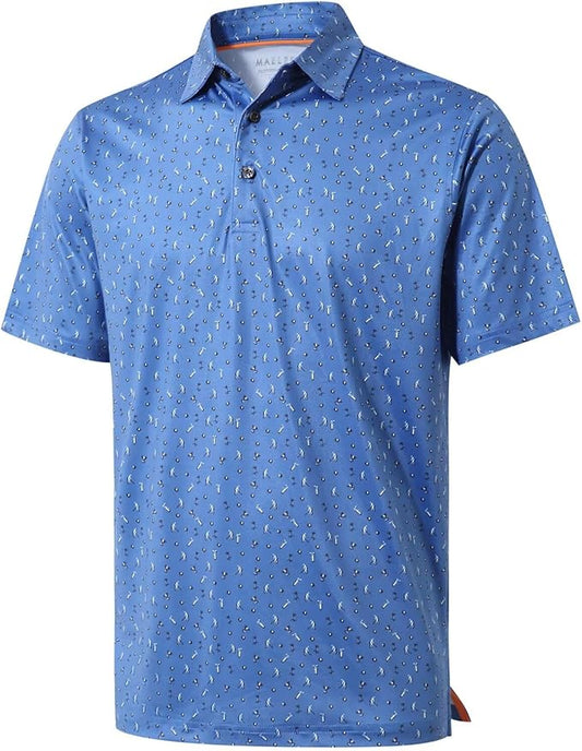Men's Golf Polo Shirts Short Sleeve Striped Performance Moisture Wicking Dry Fit Golf Shirts for Men