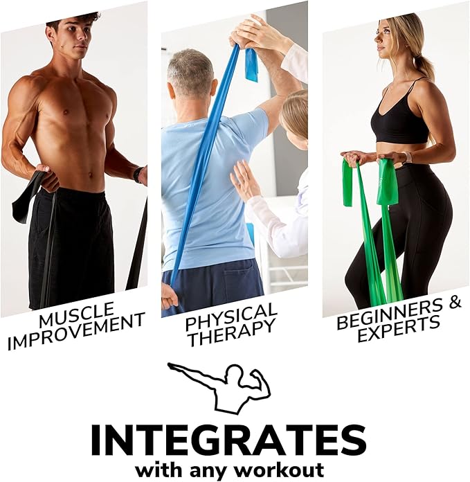 7Ft Long Resistance Bands for Stretching - Resistance Bands Set with Door Anchor - Exercise Bands Including Carry Pouch, E-Book & App - Latex-Free Workout Bands