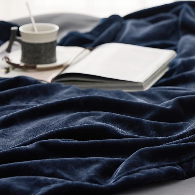 Bedsure Navy Blue Throw Blanket for Couch - 300GSM Soft Cozy Fleece Blankets for Home Decor Gifts, 50x60 Inches