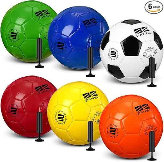 Deflated Soccer Balls with Pump Bulk Outdoor and Indoor Training Practice Soccer Ball Machine Stitched for Sports Birthday Gift Party Supplies