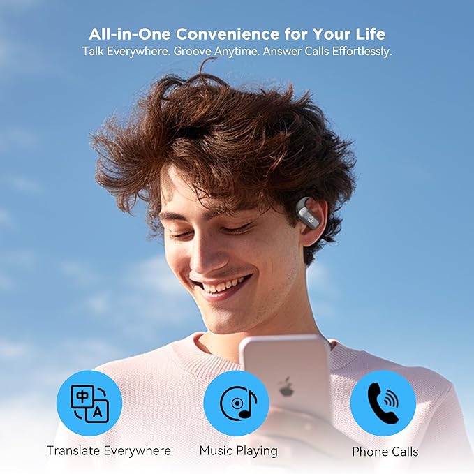 BUGANI Open Ear Headphones Wireless Earbuds,5.4 Bluetooth Headphones, IPX5 Waterproof Ear Buds for Running Workout Cycling Gift(Black)