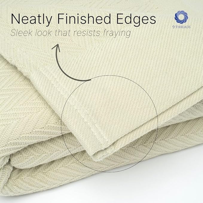 100% Cotton Herringbone Weave Blankets, 90" X 90" Queen, Throw Blanket for Bed, All Season Cotton Blanket, Cozy Blanket,Throws & Bed Blanket, Throw Blanket for Couch, Modern Home Decor -Sage