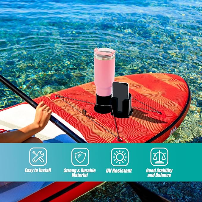 Paddleboard Cup Holder, Kayak Drink Holder for Paddle Board Cup and Phone Holder, Sup Surfboards Canoes Kayak Paddle Board Accessories for Types of Cup Bottle Drink