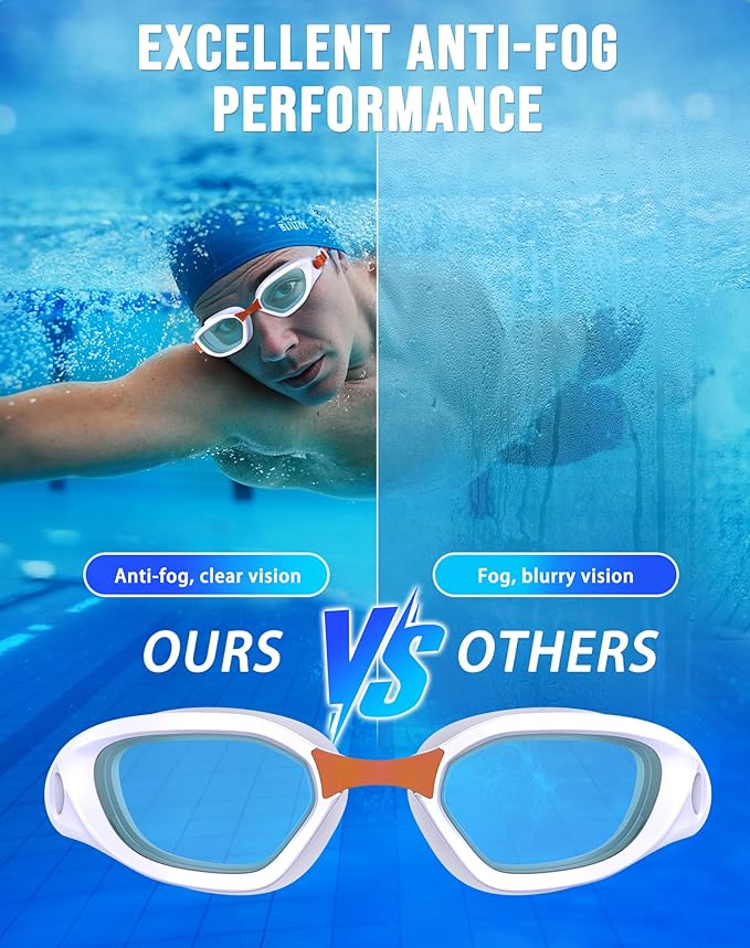 Swim Goggles, Unisex Adult Swimming Goggles Anti Fog Anti UV No Leakage Wide View for Men Women Youth