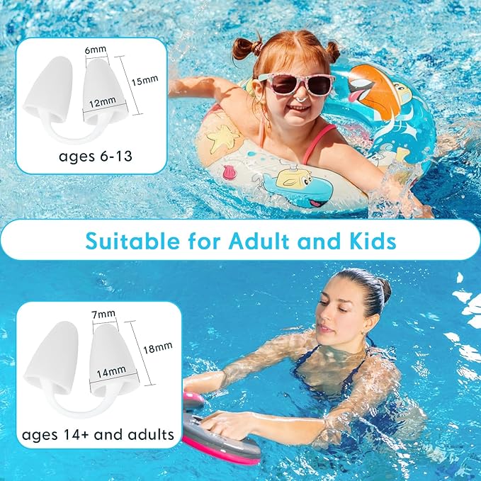 Painless Nose Plugs for Swimming,Nose Plugs for Swimming for Kids (Age 6+) and Adults, Ensure Comfort and Safety in The Water
