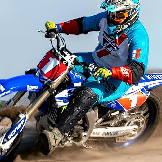 Scoyco Motorcycle Knee Shin Guards for Men - CE Level 1 Motocross Knee Pads Protective Gear with 45°-180° Knee Flexibility Design and Adjustable Elastic Band