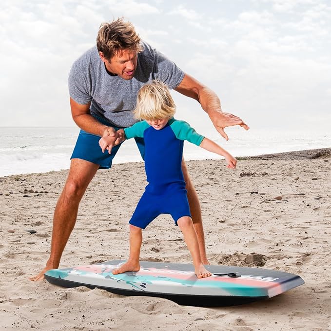 Goplus 41''/37''/33'' Lightweight Body Board for Beach, Surf Board with EPS Core, XPE Deck, HDPE Slick Bottom, Wrist Leash, Bodyboard for Kids Adults Surfing