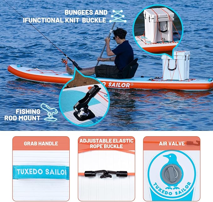 Tuxedo Sailor Kids Inflatable Paddle Board Lightweight and Safe Fishing Stand Up Paddle Board for Adults with Accessories