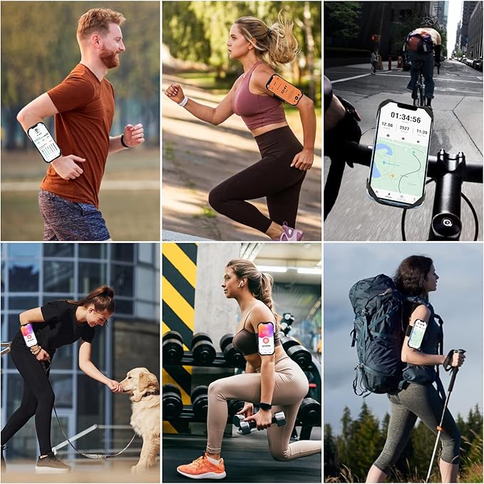Cikyner Running Armband, Upgraded 3 in 1 Running Phone Holder Sports Armband Bicycle Phone Holder 360° Rotatable & Detachable Running Phone Armband for 4.5-7'' iPhone for Gym Running Hiking